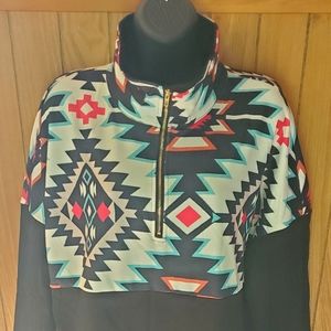 Women's Aztec Print Quarter Zip Hoodie